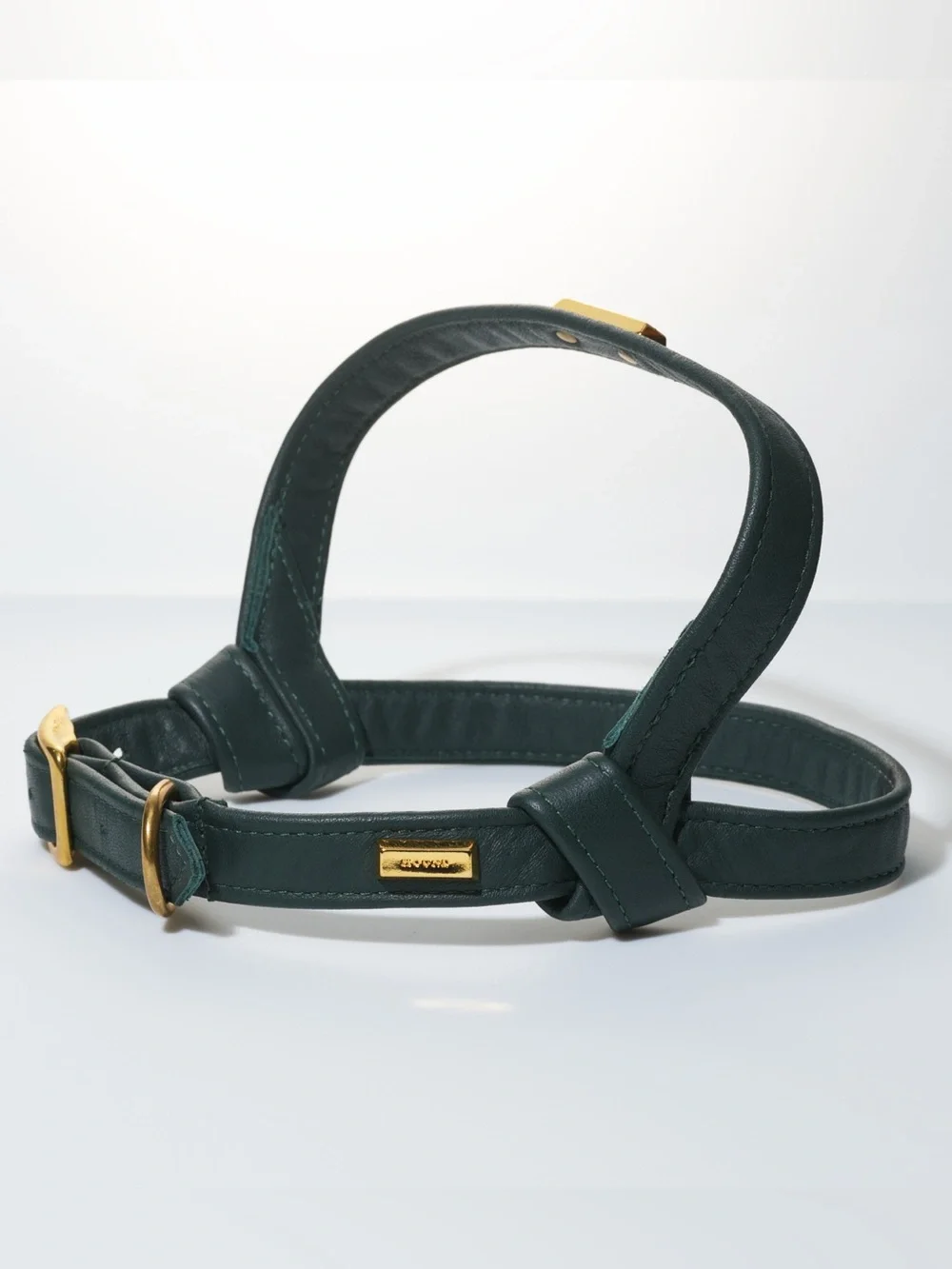 Dog Harness Hound Collection Belted Leather Harness Genuine Deep Green Leather